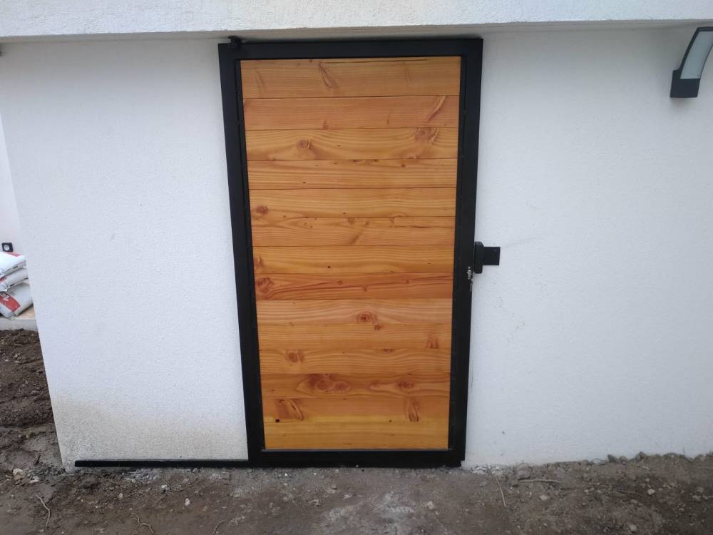 Porte coulissante fer et bois